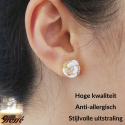 Grossé Oorstekers - Blanc Camelia - Goudkleurig - Kristallen - Verguld - Bloem - 13 mm - GJ63811
