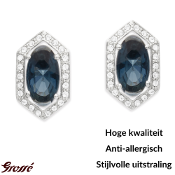 Grossé Oorsteker - Jelly Beans - Zilverkleurig - Kristal - Blauw - Geplatineerd - 15x9 mm - GA61729P