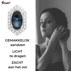 Grossé Oorsteker - Jelly Beans - Zilverkleurig - Kristal - Blauw - Geplatineerd - 15x9 mm