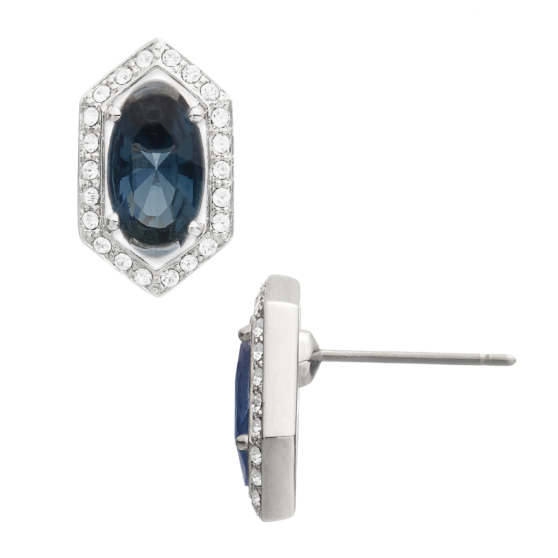 Grossé Oorsteker - Jelly Beans - Zilverkleurig - Kristal - Blauw - Geplatineerd - 15x9 mm - GA61729P