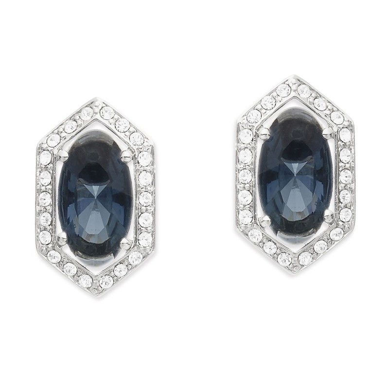 Grossé Ohrclips - Jelly Beans - Silberfarbe - Kristalle - Blau - Platiniert - 15x9 mm - GA61730P
