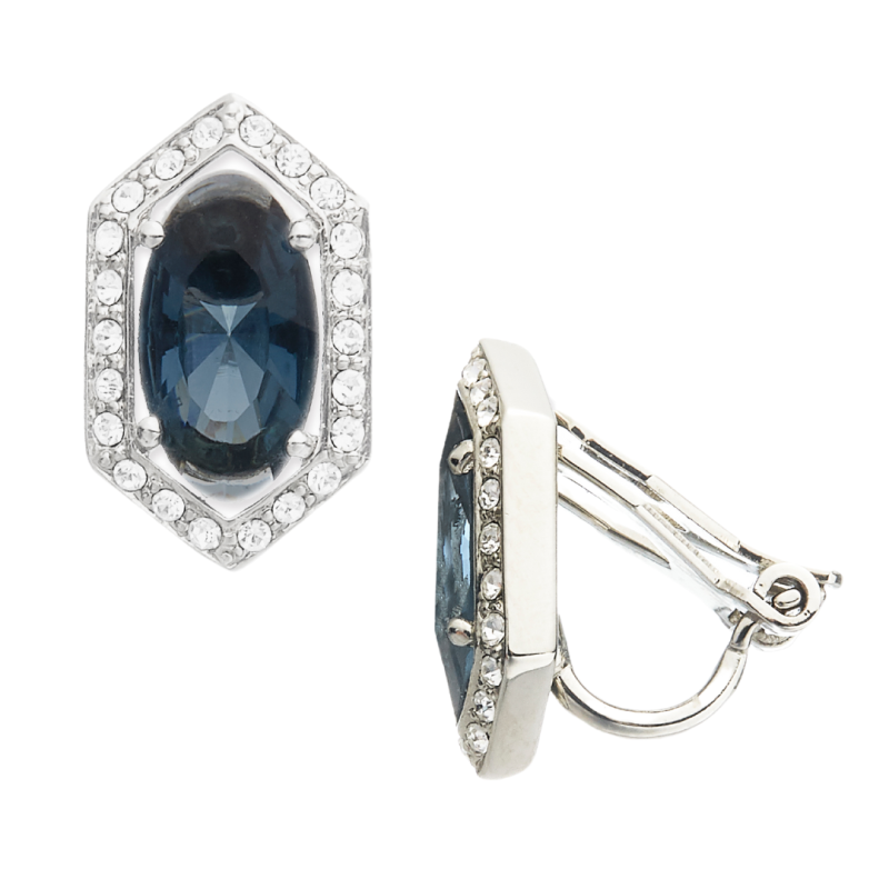 Grossé Clip-on Earrings - Jelly Beans - Silver Coloured - Crystal - Blue - Platinum Plated - 15x9 mm - GA61730P