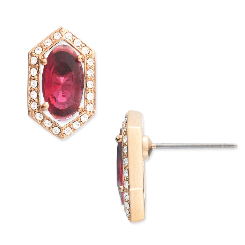 Grossé Ohrstecker - Jelly Beans - Goldfarbe - Kristalle - Rot - Vergoldet - 15x9 mm - GA61731