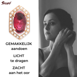 Grossé Oorstekers - Jelly Beans - Goudkleurig - Kristal - Rood - Verguld - 15x9 mm - GA61731