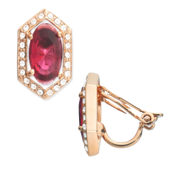 Grossé Oorclips - Jelly Beans - Goudkleurig - Kristal - Rood - Verguld - 15x9 mm