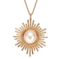 Grossé Ketting - Future Floral - Goudkleurig - Parel - 12 mm - Wit - Verguld - 70 cm - GJ25627