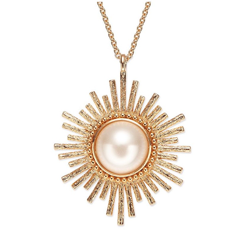 Grossé Collier- Future Floral - Goldfarbe - Perle - 12mm - Weiss - Vergoldet - 70 cm - GJ25627