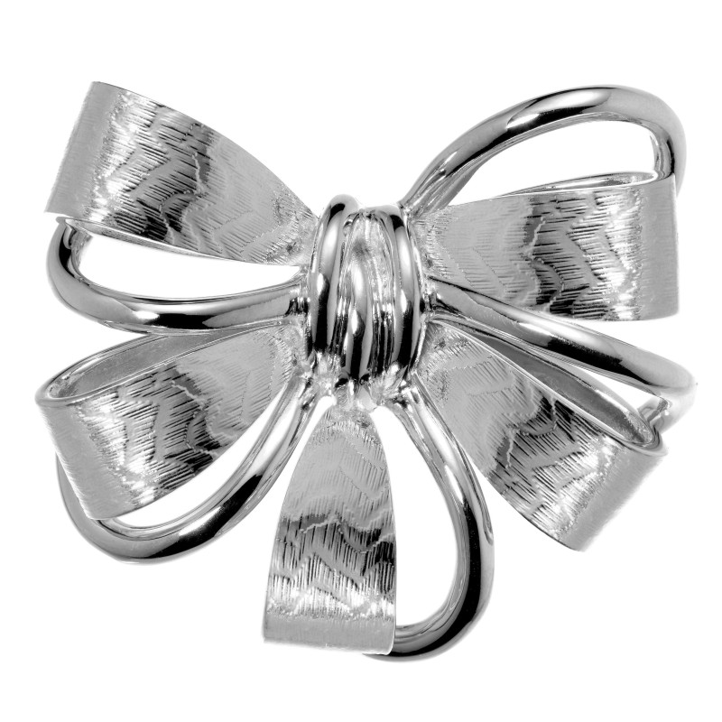 Grossé Brosche - Jahrenstag - Silberfarbe - Schleife - Platiniert - 35 x 42 mm - GJ30143P   