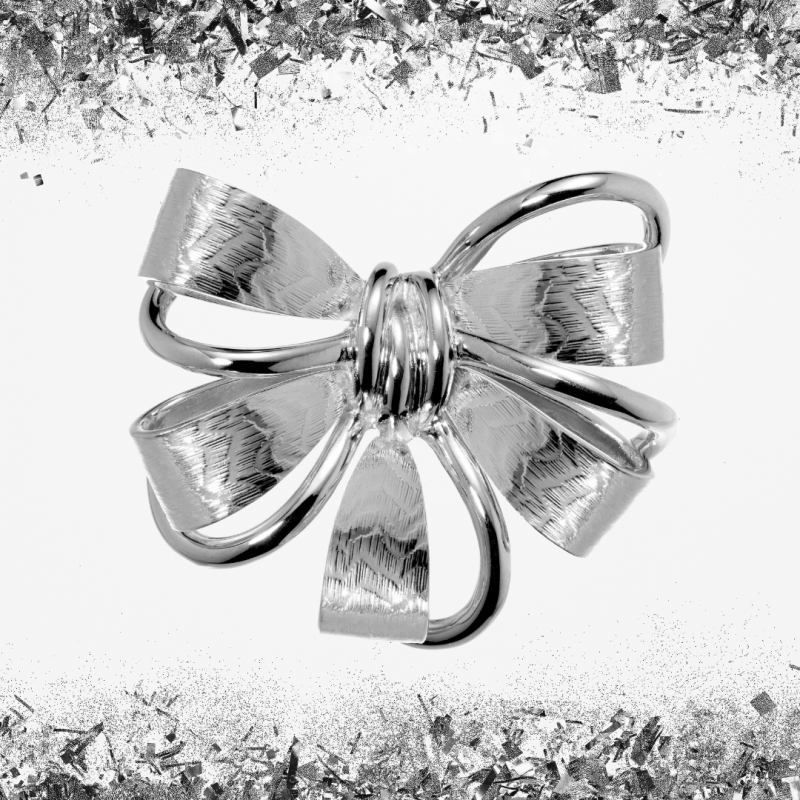 Grossé Brooch - Jahrenstag / Anniversary - Silver Coloured - Bow - Platinum Plated - 35 x 42 mm - GJ30143P   