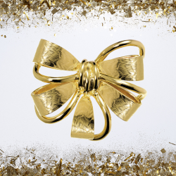 Grossé Brooch - Jahrenstag / Anniversary - Gold Coloured - Bow - Gold Plated - 35 x 42 mm