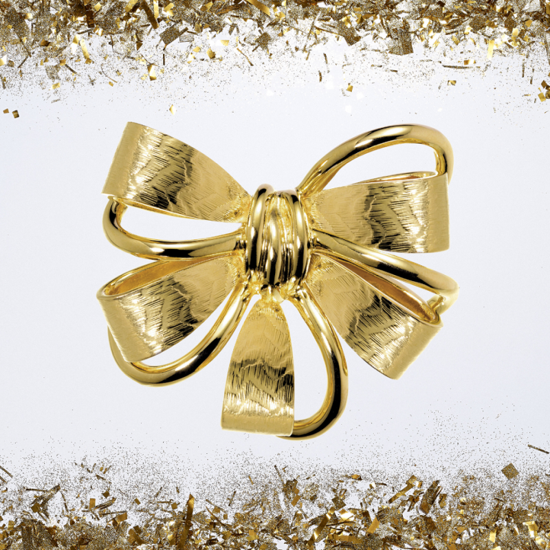 Grossé Brosche - Jahrenstag - Goldfarbe - Schleife - Vergoldet - 35 x 42 mm