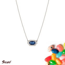 Grossé Collier - Jelly Beans - Silberfarbe - Kristalle - Blau - Platiniert - 38+5 cm - GA21617P