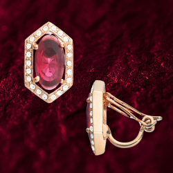 Grossé Oorclips - Jelly Beans - Goudkleurig - Kristal - Rood - Verguld - 15x9 mm - GA61732