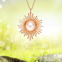 Grossé Collier- Future Floral - Goldfarbe - Perle - 12mm - Weiss - Vergoldet - 70 cm - GJ25627