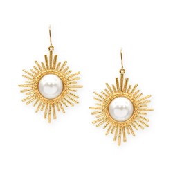 Grossé Oorhangers - Future Floral - Goudkleurig - Parel - Wit - Verguld - 47x30 mm