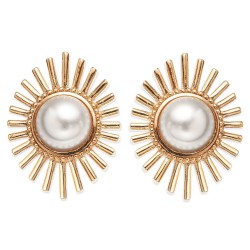 Grossé Oorclips - Future Floral - Goudkleurig - Parel - Wit - Verguld - 25x20 mm - GJ64779