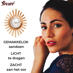 Grossé Oorclips - Future Floral - Goudkleurig - Parel - Wit - Verguld - 25x20 mm - GJ64779