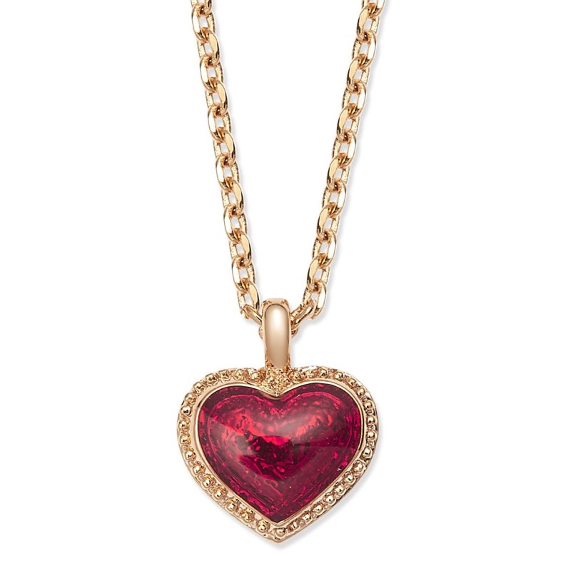 Grossé Ketting - Pop Heart - Goudkleurig - Emaille - Rood - Verguld - 38+5 cm - GA21620
