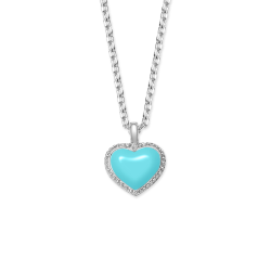 Grossé Dames Ketting - Pop Heart - Zilverkleurig - Emaille - Licht Blauw - Geplatineerd - 38+5 cm