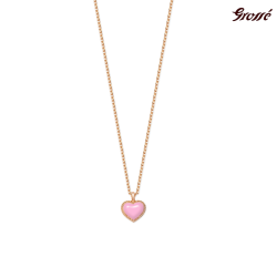 Grossé Dames Ketting - Pop Heart - Goudkleurig - Emaille - Roze - Verguld - 38+5 cm - GA21627