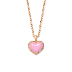 Grossé Collier - Pop Heart - Goldfarbe - Emaille - Rosa - Vergoldet - 38+5 cm - GA21627