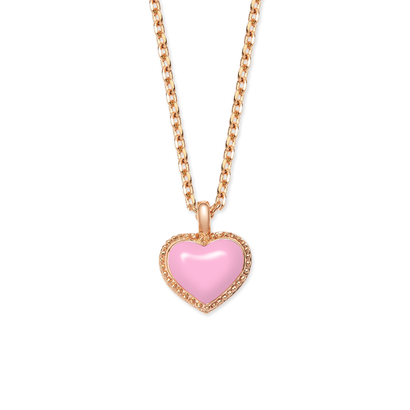 Grossé Ketting - Pop Heart - Goudkleurig - Emaille - Roze - Verguld - 38+5 cm - GA21627