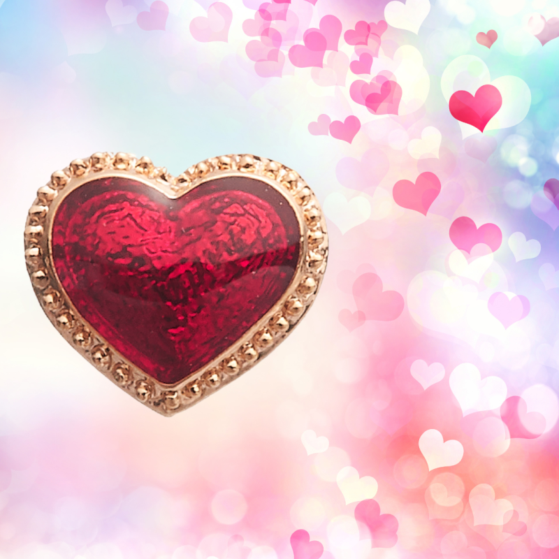 Grossé Earrings - Pop Heart - Gold Coloured - Enamel - Red - Gold Plated - Ø 7 mm - GA61737