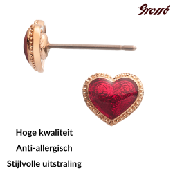 Grossé Ohrstecker - Pop Heart - Goldfarbe - Emaille - Rot - Vergoldet - Ø 7 mm - GA61737