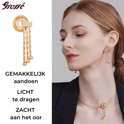 Grossé Oorclips - Hangend - Tourbillon - Goudkleurig - Kristal - 50x20 mm - Verguld