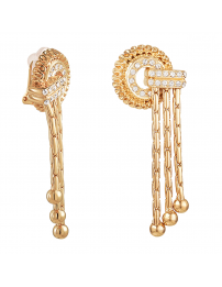 Grossé Clip-on Earrings - Pendants - Tourbillon - Gold Coloured - Crystals - 50x20mm - Gold Plated - GJ64362