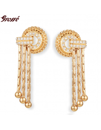 Grossé Oorclips - Hangend - Tourbillon - Goudkleurig - Kristal - 50x20 mm - Verguld - GJ64362