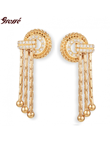 Grossé Oorclips - Hangend - Tourbillon - Goudkleurig - Kristal - 50x20 mm - Verguld