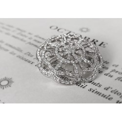 Traveller Brosche - platiniert - Blume - Preciosa Kristalle - 157481