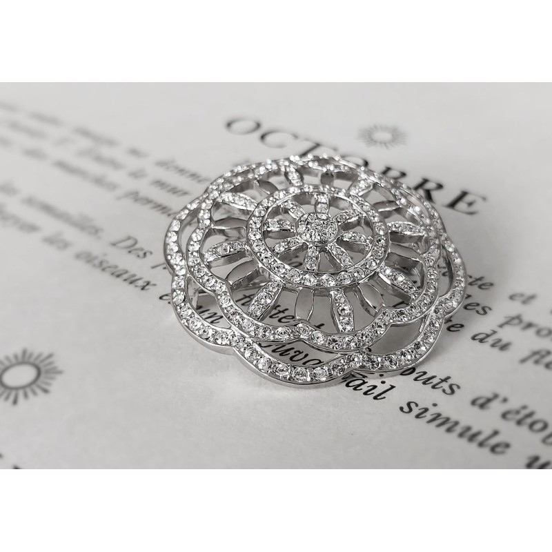 Traveller Brosche - platiniert - Blume - Preciosa Kristalle - 157481