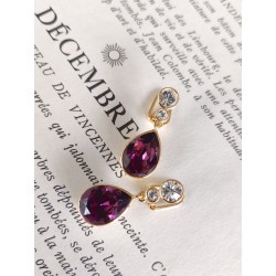 Traveller Clip Oorbellen - Hangers - Verguld - Kristallen - Amethist - 30x10 mm - 157535