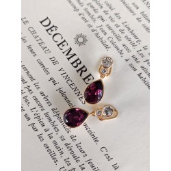 Traveller Ohrclip - Hänger - Vergoldet - Kristalle - Amethyst - 30x10 mm - 157535