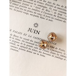 Traveller Ohrclip - 22kt Vergoldet - Kristalle - Hellbraun Topaz - Quadratisch - Ø 15mm