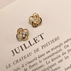 Traveller Ohrclips - Goldfarbe - Kristalle - Vergoldet - Blume - 13 mm - 157681