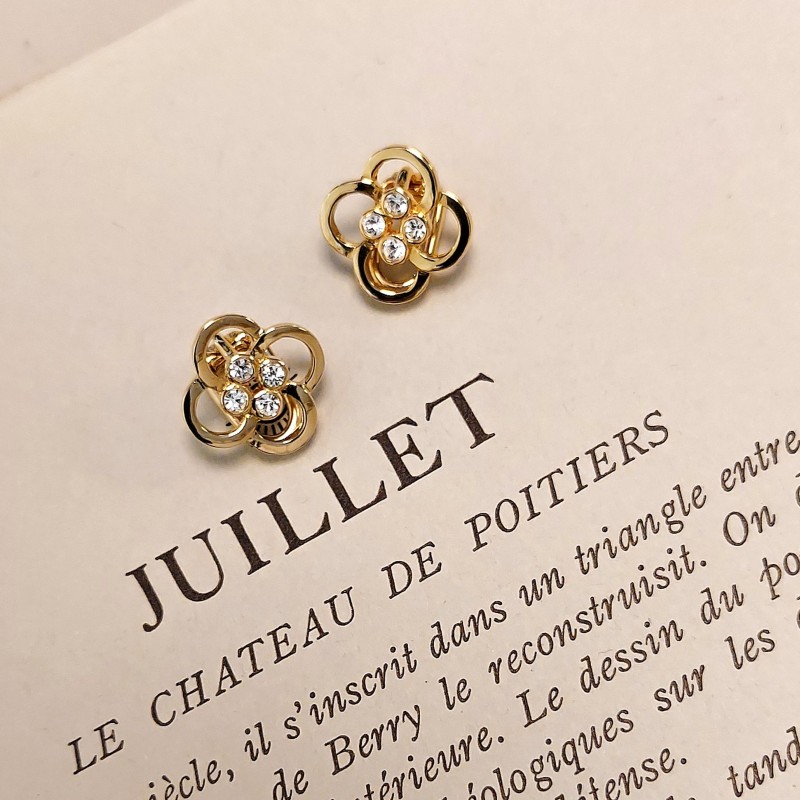 Traveller Clip Oorbellen - Goudkleurig - Preciosa Kristallen - Verguld - Bloem - 13 mm - 157681