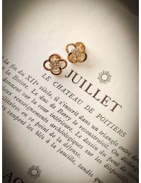 Traveller Clip Oorbellen - Goudkleurig - Preciosa Kristallen - Verguld - Bloem - 13 mm - 157681