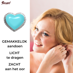 Grossé Oorstekers - Pop Heart - Zilverkleurig - Emaille - Licht Blauw - Geplatineerd - Ø 7 mm