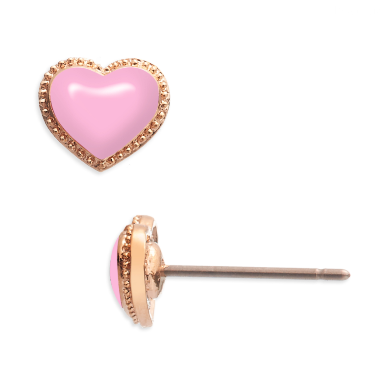 Grossé Oorstekers - Pop Heart - Goudkleurig - Emaille - Roze - Verguld - Ø 7 mm - GA61746