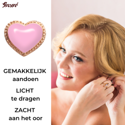 Grossé Oorstekers - Pop Heart - Goudkleurig - Emaille - Roze - Verguld - Ø 7 mm - GA61746