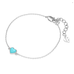 Grossé Bracelet - Pop Heart - Silver Coloured - Enamel Heart - Light Blue - Platinum Plated - 16+3 cm - GA10814