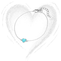 Grossé Armband - Pop Heart - Silberfarbe - Emaille Herz - Hell Blau - Platiniert - 16+3 cm - GA10814