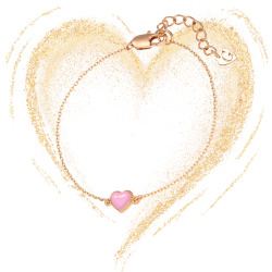 Grossé Bracelet - Pop Heart - Gold Coloured - Enamel Heart - Pink - Gold Plated - 16+3 cm - GA10815