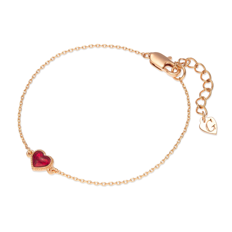 Grossé Armband - Pop Heart - Goudkleurig - Emaille Hart - Rood - Verguld - 16+3 cm - GA10816