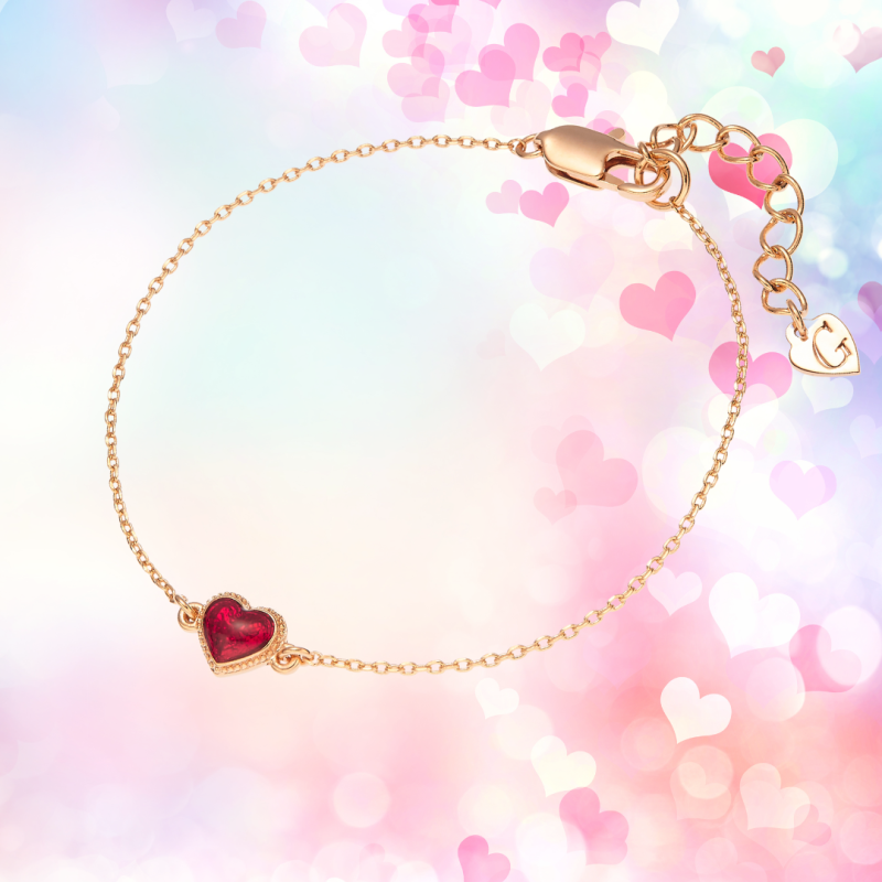 Grossé Armband - Pop Heart - Goldfarbe - Emaille Herz - Rot - Vergoldet - 16+3 cm