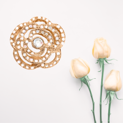 Grossé Oorclips - Parfum Rose - Goudkleurig - Kristallen - Verguld - 18 mm - Bloem