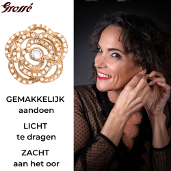 Grossé Oorclips - Parfum Rose - Goudkleurig - Kristallen - Verguld - 18 mm - Bloem